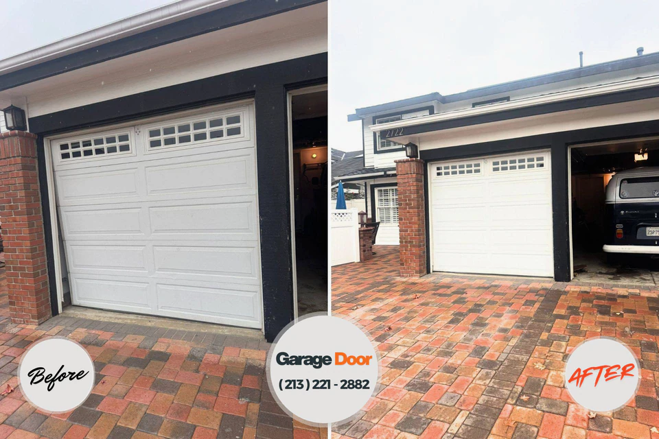 Before and after: garage door repair North Druid Hills, GA